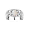 thumbnail image 1 of RYLOS Men's Rings Sterling Silver Rings Classic Designer Style 8X6MM Oval Gemstone &  Diamond Ring Opal October Birthstone Rings For Men Size 11, 1 of 7