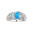 thumbnail image 1 of RYLOS Men's Rings Sterling Silver Rings Classic Designer Style 8X6MM Oval Gemstone & Diamond Ring Turquoise December Birthstone Rings For Men Size 12, 1 of 8