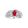 thumbnail image 1 of RYLOS Men's Rings Sterling Silver Rings Classic Designer Style 8X6MM Oval Gemstone &  Sparkling Diamond Ring Ruby July Birthstone Rings For Men,  Size 11, 1 of 8