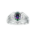 thumbnail image 1 of RYLOS Men's Rings Sterling Silver Rings Classic Designer Style 9X7MM Oval Gemstone &  Diamond Ring Alexandrite June Birthstone Rings For Men Size 10, 1 of 7