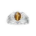thumbnail image 1 of RYLOS Men's Rings Sterling Silver Rings Classic Designer Style 9X7MM Oval Gemstone &  Diamond Ring Tiger Eye November Birthstone Rings For Men Size 12, 1 of 7