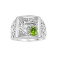 thumbnail image 1 of RYLOS Men's Rings Sterling Silver Rings Lucky Nugget Horse Head 6X4MM Oval Gemstone & Diamond Ring Peridot August Birthstone Rings For Men Size 9, 1 of 8