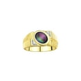thumbnail image 1 of RYLOS Men's Rings Yellow Gold Plated Silver Cabochone Gemstone & Diamond Designer Alexandrite Rings For Men Size 11, 1 of 5
