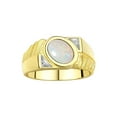 thumbnail image 1 of RYLOS Men's Rings Yellow Gold Plated Silver Cabochone Gemstone & Diamond Designer Opal Rings For Men Size 10, 1 of 6