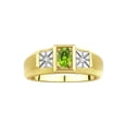 thumbnail image 1 of RYLOS Men's Rings Yellow Gold Plated Silver Classic 6X4MM Oval Gemstone & Diamond Ring Peridot August Birthstone Rings For Men, Silver Rings, Size 9, 1 of 7