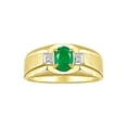 thumbnail image 1 of RYLOS Men's Rings Yellow Gold Plated Silver Classic 7X5MM Oval Gemstone & Diamond Ring Emerald May Birthstone Rings For Men, Silver Rings, Size 8, 1 of 7