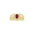 thumbnail image 1 of RYLOS Men's Rings Yellow Gold Plated Silver Classic 7X5MM Oval Gemstone & Diamond Ring Garnet January Birthstone Rings For Men, Silver Rings, Size 10, 1 of 7