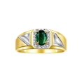 thumbnail image 1 of RYLOS Men's Rings Yellow Gold Plated Silver Classic 7X5MM Oval Gemstone & Diamond Ring Green Sapphire September Birthstone Rings For Men Size 11, 1 of 8