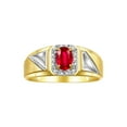 thumbnail image 1 of RYLOS Men's Rings Yellow Gold Plated Silver Classic 7X5MM Oval Gemstone & Diamond Ring Ruby July Birthstone Rings For Men Size 13, 1 of 8