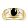 thumbnail image 1 of RYLOS Men's Rings Yellow Gold Plated Silver Classic 8X6MM Oval Gemstone &  Diamond Ring Cabochon Onyx October Birthstone Rings For Man Silver Rings Size 13, 1 of 8