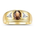 thumbnail image 1 of RYLOS Men's Rings 14K Yellow Gold Classic 8X6MM Oval Gemstone &  Diamond Ring Smoky Quartz June Birthstone Rings For Man Gold Rings Size 9, 1 of 8