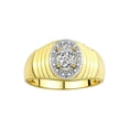 thumbnail image 1 of RYLOS Men's Rings Yellow Gold Plated Silver Classic Halo Of  Diamonds 7X5MM Oval Gemstone Ring White Topaz April Birthstone Rings For Men Size 13, 1 of 6