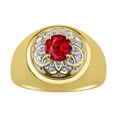 thumbnail image 1 of RYLOS Men's Rings Yellow Gold Plated Silver Designer Gypsy 7MM Round Gemstone & Diamond Ring Ruby July Birthstone Size 11, 1 of 6