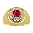 thumbnail image 1 of RYLOS Men's Rings Yellow Gold Plated Silver Designer Gypsy 7MM Round Gemstone & Diamond Ring Ruby July Birthstone Size 8, 1 of 6