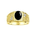 thumbnail image 1 of RYLOS Men's Rings Yellow Gold Plated Silver Designer Nugget Ring Oval 9X7MM Gemstone &  Diamonds  Cabochon Onyx Birthstone Rings For Man Size 12, 1 of 8