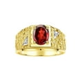 thumbnail image 1 of RYLOS Men's Rings Yellow Gold Plated Silver Designer Nugget Ring Oval 9X7MM Gemstone &  Diamonds  Garnet Birthstone Rings For Man Size 8, 1 of 8