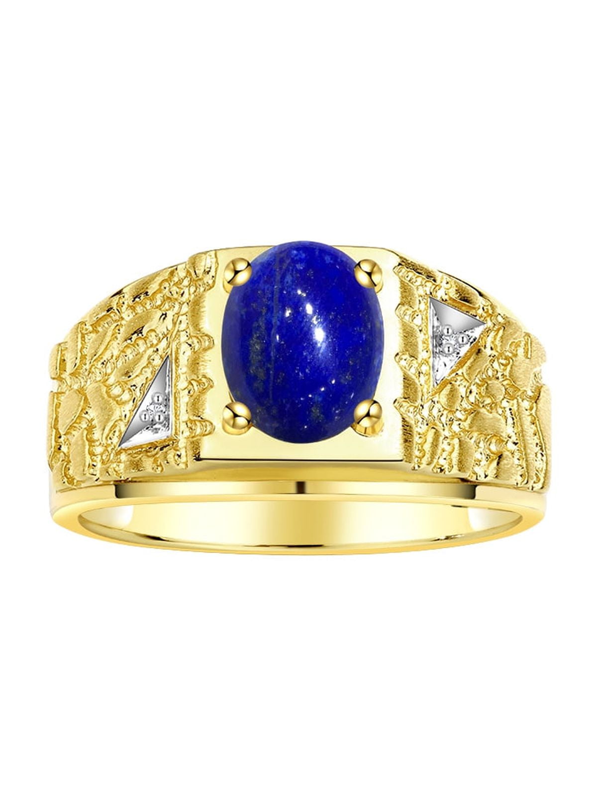 Rylos Men's Rings 14K Yellow Gold Designer Nugget Ring Oval 9X7MM Gemstone & Diamonds Alexandrite June Birthstone Rings For Man Size 8