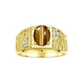 thumbnail image 1 of RYLOS Men's Rings Yellow Gold Plated Silver Designer Nugget Ring Oval 9X7MM Gemstone &  Diamonds  Tiger Eye Birthstone Rings For Man Size 10, 1 of 7