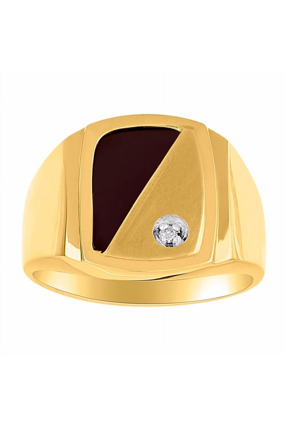 Men's Rings Yellow Gold Plated Silver Designer Onyx Ring With Diamonds and  Black Onyx Rings For Men Size 10