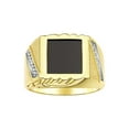thumbnail image 1 of RYLOS Men's Rings Yellow Gold Plated Silver Designer Ring With Diamonds and Black Onyx Black Onyx Rings For Men Size 10, 1 of 6