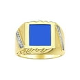 thumbnail image 1 of RYLOS Men's Rings Yellow Gold Plated Silver Designer Ring With Diamonds and Blue Quartz Rings For Men Size 12, 1 of 6
