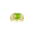 thumbnail image 1 of RYLOS Men's Rings Yellow Gold Plated Silver Designer Style 10X8MM Emerald Cut Shape Gemstone &  Diamonds PERIDOT AUGUST Birthstone Rings For Men Size 12, 1 of 7