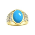 thumbnail image 1 of RYLOS Men's Rings Yellow Gold Plated Silver Nugget Ring with Cabochon Gemstone & Diamonds Turquoise Rings For Men Size 9, 1 of 8