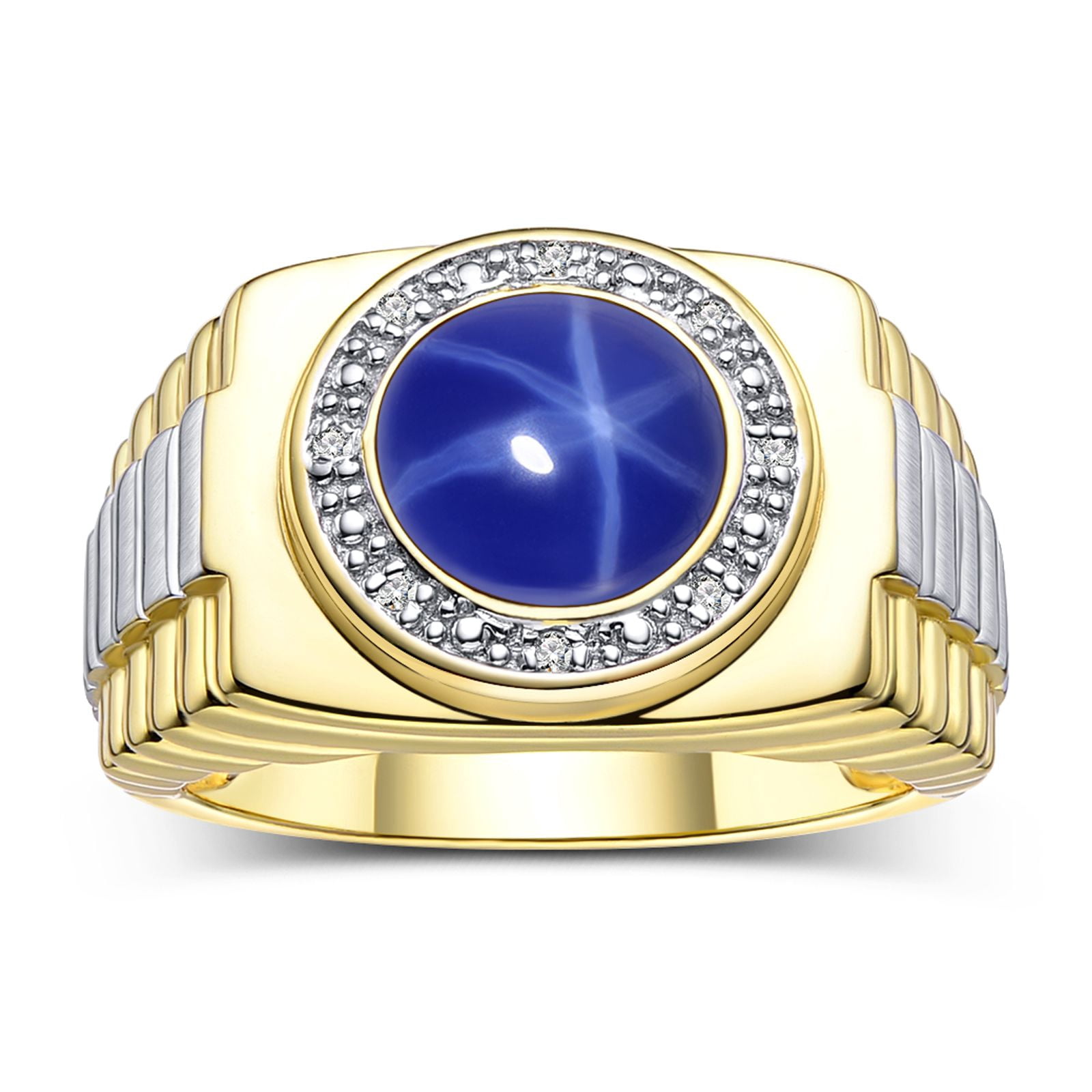 RYLOS Lion Head Ring For Men - Yellow Gold Plated With Genuine Diamonds In Eyes & Mouth, Sizes 6-13