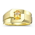 thumbnail image 1 of RYLOS Men's Rings Yellow Gold Plated Silver Ring Classic Solitaire 7X5MM Oval Shape Gemstone Designer Band Citrine November Birthstone Rings For Men Size 8, 1 of 7
