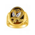 thumbnail image 1 of RYLOS Men's Rings Yellow Gold Plated Silver Ring Designer Patriotic Eagle USA Ring With Diamonds and Tiger Eye Rings For Men Size 10, 1 of 4