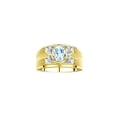 thumbnail image 1 of RYLOS Men's Rings Yellow Gold Plated Silver Rings Classic Designer Style 8X6MM Gemstone &  Diamond Ring Aquamarine March Birthstone Rings For Men  Size 12, 1 of 7