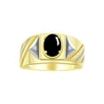 thumbnail image 1 of RYLOS Men's Rings Yellow Gold Plated Silver Rings Classic Designer Style 8X6MM Gemstone & Diamond Ring Cabochon Onyx Birthstone Rings For Men Size 13, 1 of 8