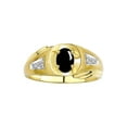 thumbnail image 1 of RYLOS Men's Rings Yellow Gold Plated Silver Rings Classic Designer Style 8X6MM Gemstone & Diamond Ring Cabochon Onyx October Birthstone Rings For Men Size 12, 1 of 8