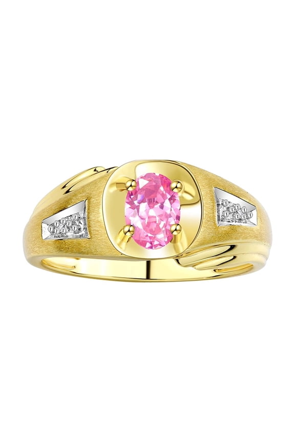 Men's Rings Yellow Gold Plated Silver Rings Classic Designer Style 8X6MM Gemstone & Diamond Ring Pink Ice October Birthstone Rings For Men Size 13