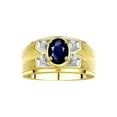thumbnail image 1 of RYLOS Men's Rings Yellow Gold Plated Silver Rings Classic Designer Style 8X6MM Gemstone & Diamond Ring Sapphire September Birthstone Rings For Men,  Size 9, 1 of 7