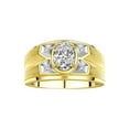 thumbnail image 1 of RYLOS Men's Rings Yellow Gold Plated Silver Rings Classic Designer Style 8X6MM Gemstone &  Diamond Ring White Topaz April Birthstone Rings For Men Size 12, 1 of 7