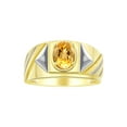 thumbnail image 1 of RYLOS Men's Rings Yellow Gold Plated Silver Rings Classic Designer Style 8X6MM Oval Gemstone & Diamond Ring Citrine Birthstone Rings For Men Size 10, 1 of 8