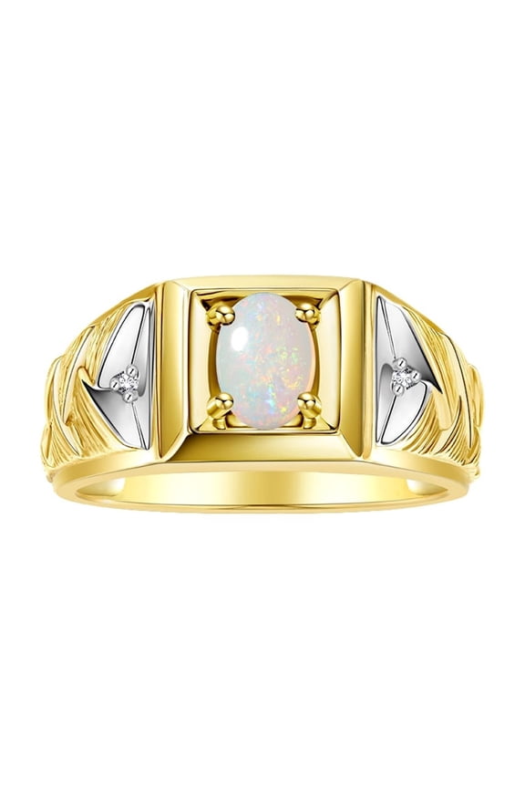 Men's Rings Yellow Gold Plated Silver Rings Designer Weave Band 7X5MM Gemstone & Diamond Ring Opal African October Birthstone Rings For Men Size 9