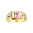 thumbnail image 1 of RYLOS Men's Rings Yellow Gold Plated Silver Rings Designer Weave Band 7X5MM Gemstone &  Diamond Ring Pink Ice October Birthstone Rings For Men Size 11, 1 of 8
