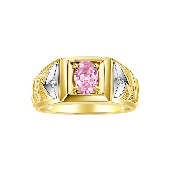 RYLOS Men's Rings Yellow Gold Plated Silver Rings Designer Weave Band 7X5MM Gemstone & Diamond Ring Pink Ice October Birthstone Rings For Men Size 11