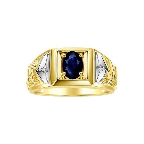 RYLOS Men's Rings Yellow Gold Plated Silver Rings Designer Weave Band 7X5MM Gemstone & Diamond Ring Sapphire September Birthstone Rings For Men Size 9