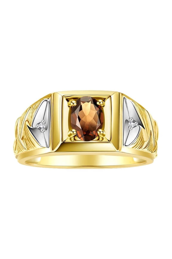 Men's Rings Yellow Gold Plated Silver Rings Designer Weave Band 7X5MM Gemstone & Diamond Ring Smoky Quartz June Birthstone Rings For Men Size 8