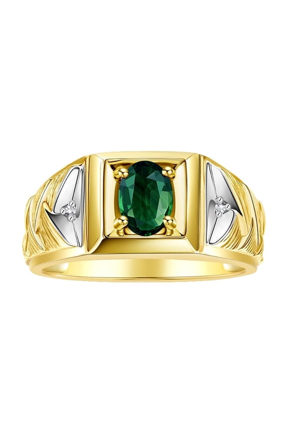 Men's Rings Yellow Gold Plated Silver Rings Designer Weave Band 7X5MM Gemstone  Ring Green Sapphire September Birthstone Rings For Men Size 8