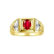 RYLOS Mens Rings Yellow Gold Plated Silver Rings Designer Weave Band 7X5MM Oval Gemstone & Diamond Ring Ruby July Birthstone Rings For Men Size 13