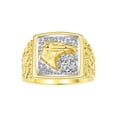 thumbnail image 1 of RYLOS Men's Rings Yellow Gold Plated Silver Rings Lucky Nugget Horse Head 6X4MM Gemstone & Diamond Ring White Topaz April Birthstone Rings For Men Size 13, 1 of 8