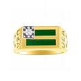 thumbnail image 1 of RYLOS Men's Rings Yellow Gold Plated Silver USA Flag Designer Ring With Diamonds and Green Quartz Rings For Men Size 9, 1 of 4