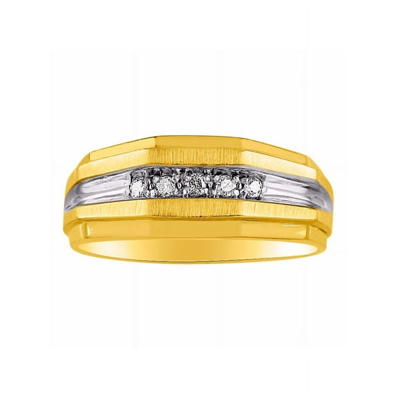 RYLOS Mens Ring with Genuine Sparkling White Diamonds Set in 14K Yellow Gold Plated Silver .925 - Designer Style