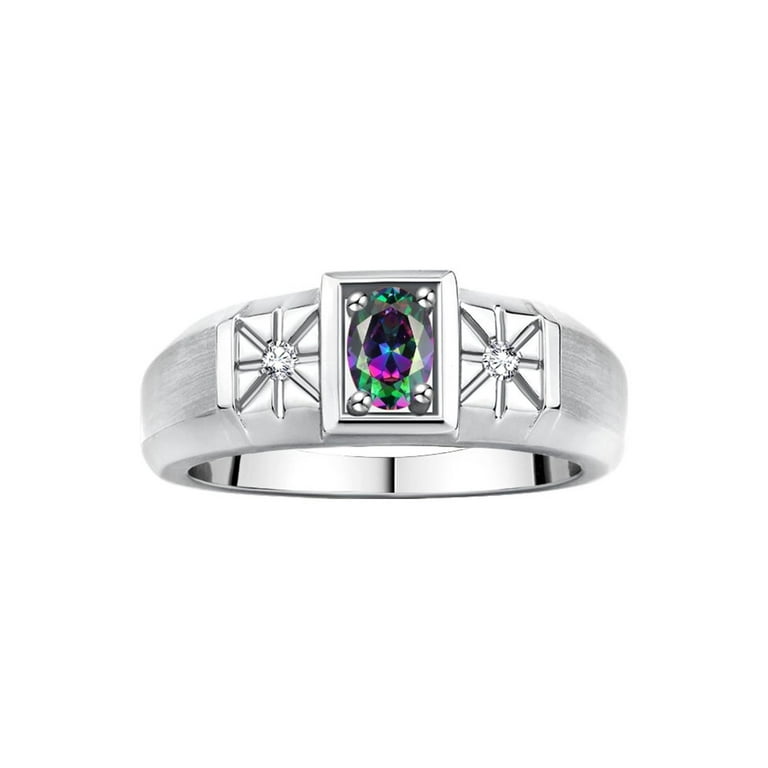 14k White Gold Genuine Oval Gemstone and Diamond Rings 14k White Gold Genuine Oval Gemstone and Diamond Rings