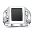 thumbnail image 1 of RYLOS Men's Rings 14K White Gold Designer Ring Tiger Head On Both Sides Diamond in the Eyes and Black Onyx Rings For Men Size 13, 1 of 7