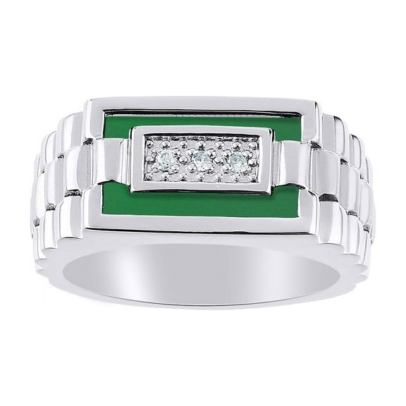 RYLOS Mens Rings 14K White Gold Designer Ring With Diamonds and  Green Quartz Rings For Men Men's Rings Gold Rings Sizes 8,9,10,11,12,13 Mens Jewelry